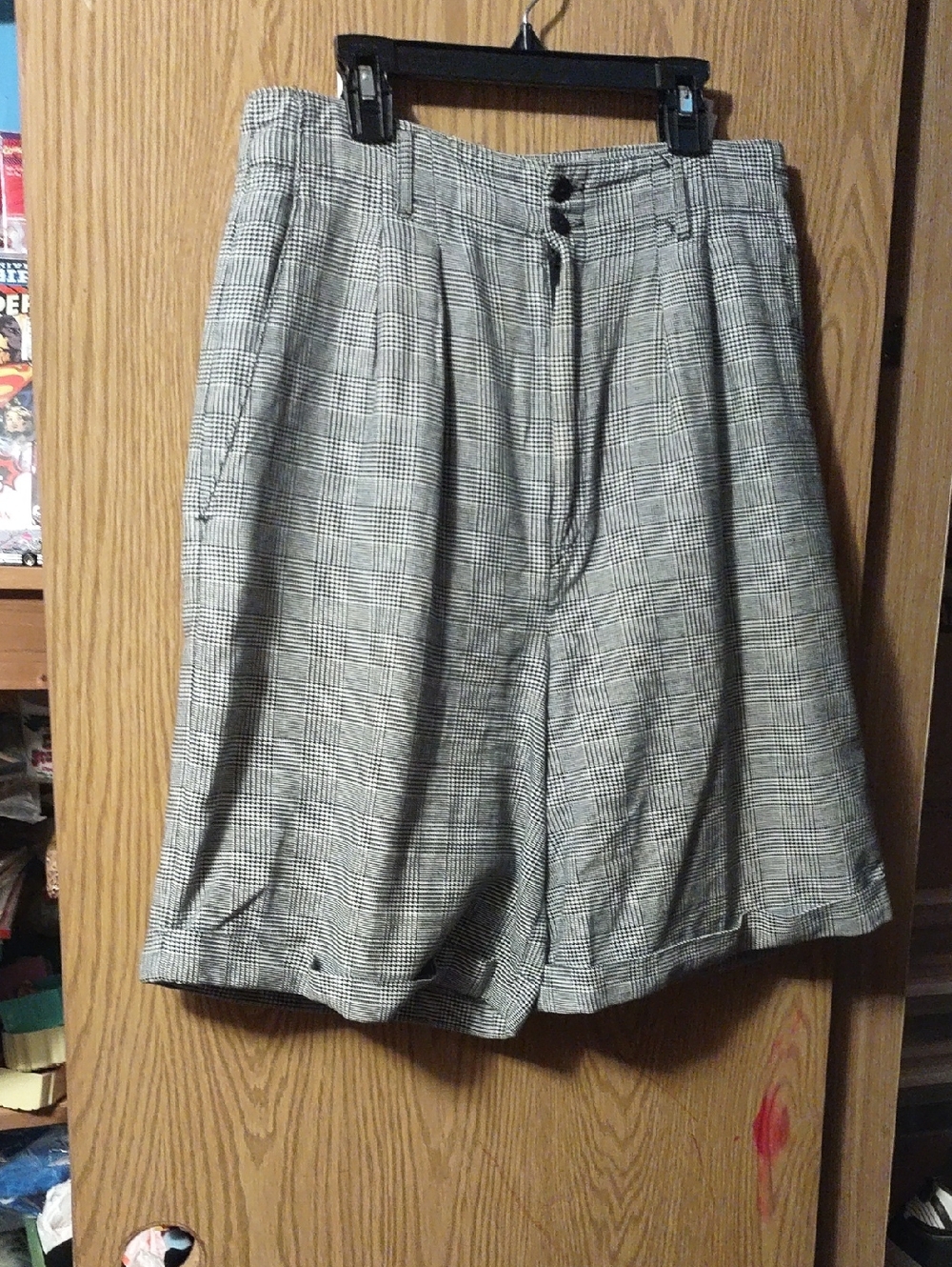 Hunt Club Black & White Glen Plaid High Waist Shorts